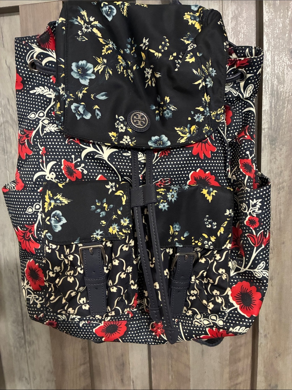 Tory Burch Floral Print Backpack - Black Multicolor